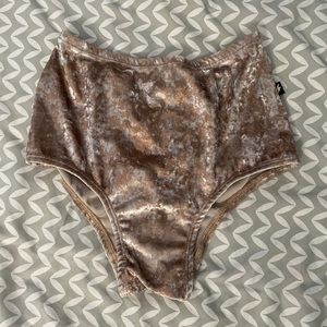 Cleo high waisted rose gold velvet booty shorts